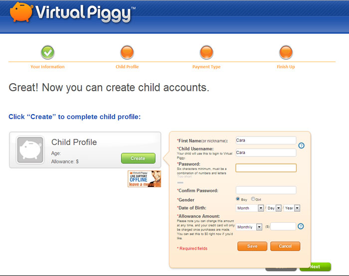 Virtual Piggy Allowance